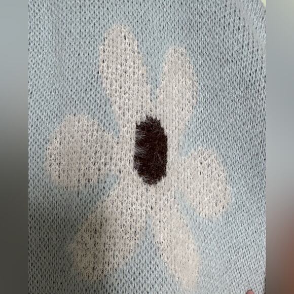 Daisies Light Blue Floral Sweater White Daisy Size XXL - Picture 7 of 10